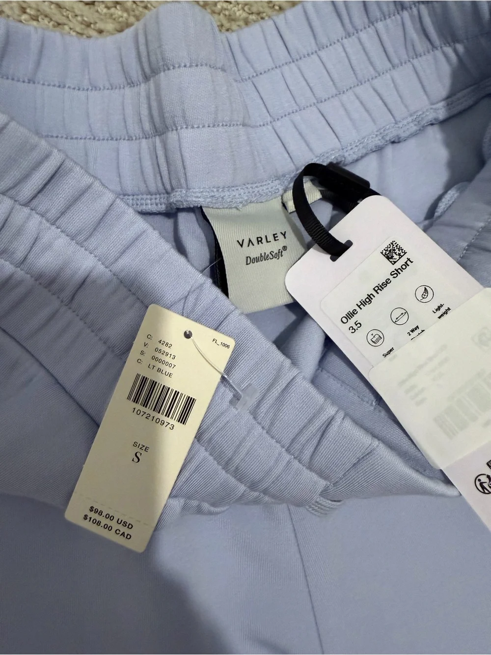 Varley Light Blue Sleeveless Knit Hoodie and Shorts Set